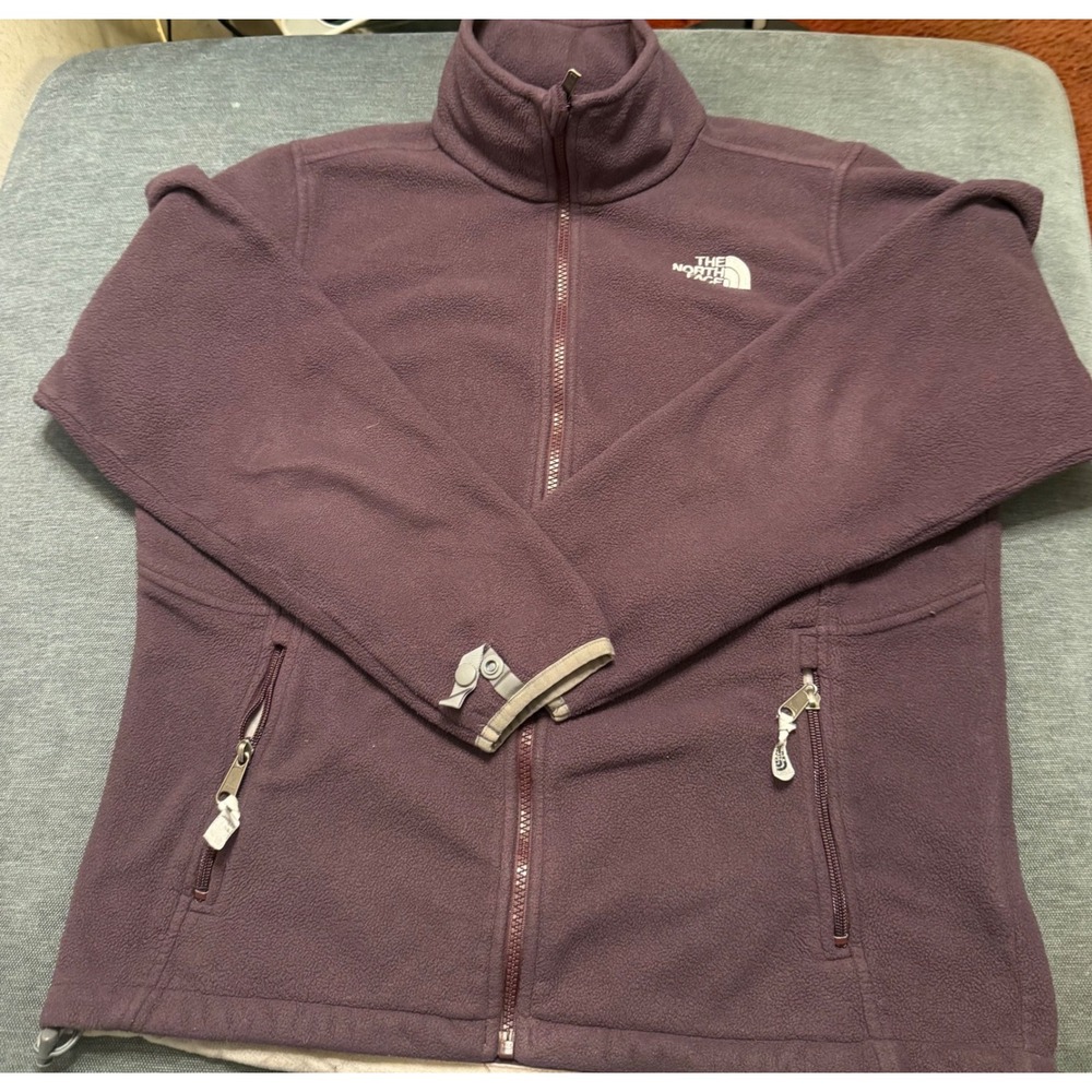 The North Face Womens Full Zip Fleece Jacket Plum Purple Large TKA 100 Midweight